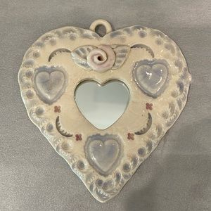 Roses Porcelain Heart Mirror, by Ohio Artist, Jean Magdich
